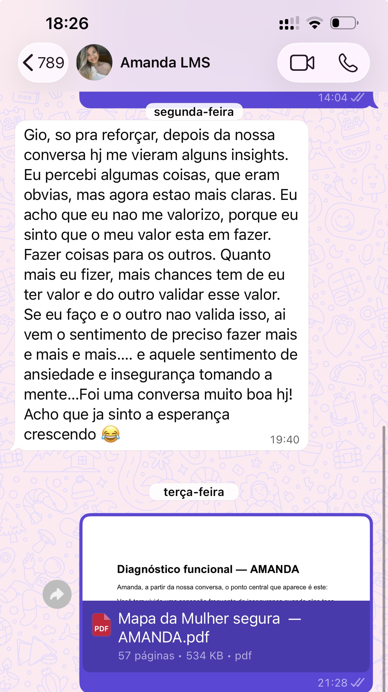 Depoimento da Amanda