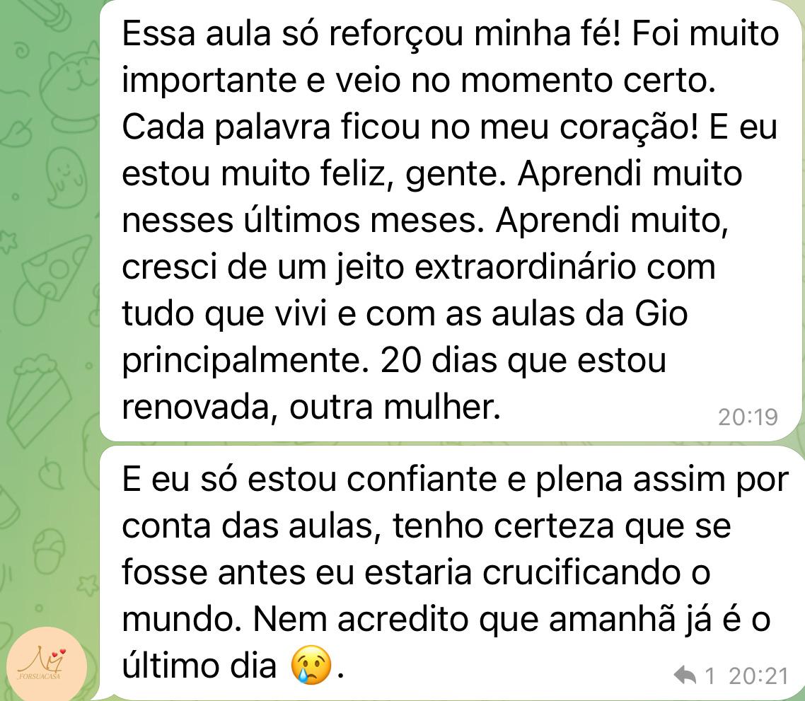 Depoimento de participante sobre a transformação vivida durante o desafio